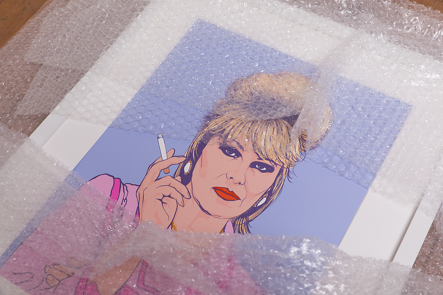 Absolutely Fabulous illustration of Joanna Lumley as Patsy Stone by Ryan Hodge.   Available as a fine art giclée print in sizes A4, A3 and A2 print only and framed.