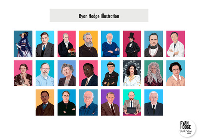 A series of illustrated portraits celebrating engineers throughout history. Commissioned by Imagination Technologies
