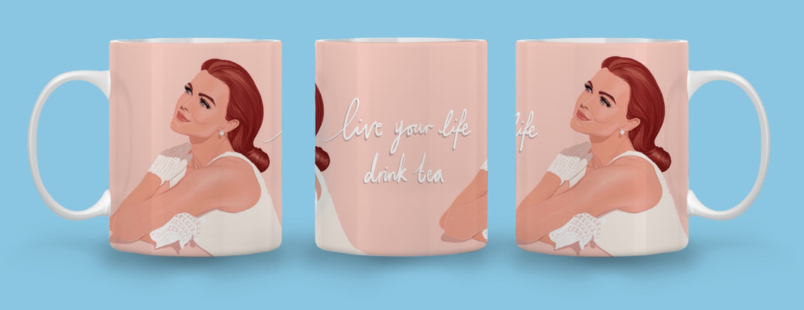 Belinda Carlise 11oz ceramic mug featuring artwork by Ryan Hodge illustration. Live your life be free / drink tea. 80's pop icon, The Gogo's, heaven is a place on earth. 