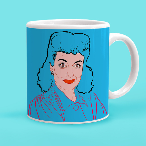 Joan Crawford  11oz ceramic mug features artwork by Ryan Hodge illustration and 