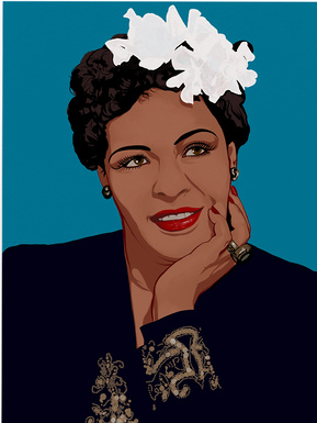 Billie Holiday by Ryan Hodge illustration - American jazz and swing music singer. Nicknamed 