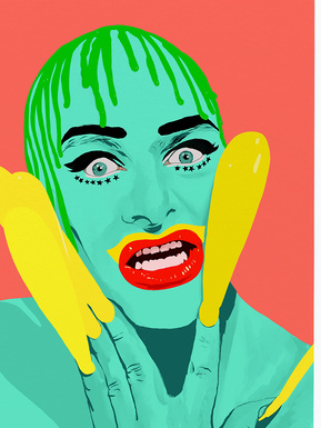 Club Kid pioneer  performance artist Leigh Bowery. An art print by Ryan Hodge illustration.  He is a gay icon.  Framed and Print only options in sizes A4, A3 A2, A1 