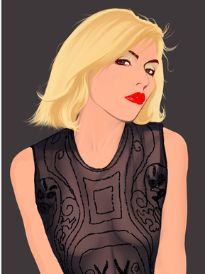 Debbie Harry from Blondie. Artwork by Ryan Hodge illustration.  Fine art giclée print available in sizes A4, A3 & A2, framed or print only.  Gay icon 