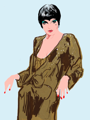 Liza Minnelli - Artwork by Ryan Hodge illustration.  Fine art giclée print available in sizes A4, A3 & A2, framed or print only.  Gay icon.  inspired by the film Cabaret. 