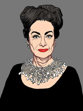 Joan Crawford in I Know What You Did. Artwork by Ryan Hodge illustration.  Fine art giclée print available in sizes A4, A3 & A2, framed or print only.  Gay icon