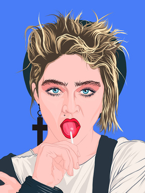 Fine art giclée print on beautiful enhanced Matt Art paper featuring Madonna from her first album Framed or print only options available in sizes A4 (21x30cm), A3 (30x42cm) and A2 (42x59.4cm) and 12'“x12”/30.5x30.5cm.  Gay icon 