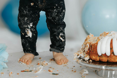 baby boy's 1st birthday Colorado milestone cake smash