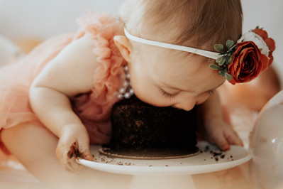 baby girl's 1st birthday Colorado milestone cake smash