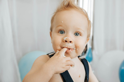 baby boy's 1st birthday Colorado milestone cake smash