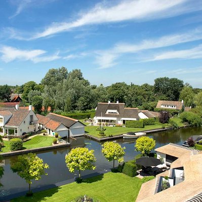 Example image of riverside property using elevated photography 
