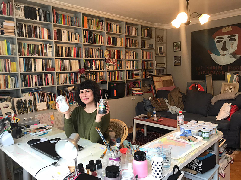 Baysan Yüksel in her artist studio