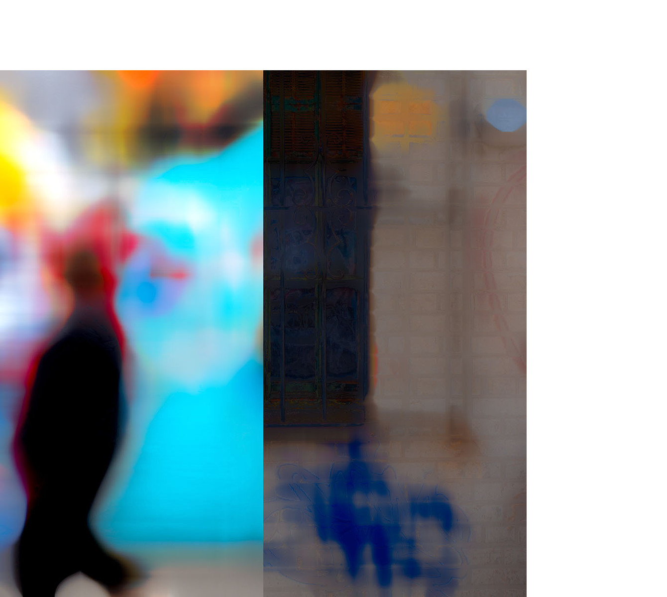 distorted image of graffit and a person in motion