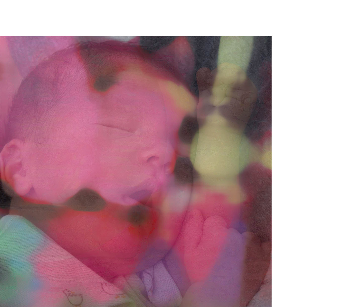 A pink image of a baby
