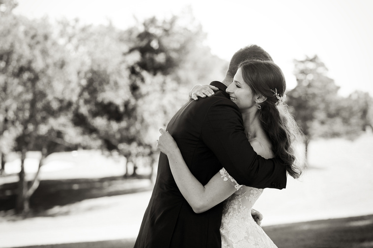 Michelle and Michael during their first look before their wedding at Nissequogue Golf Club in Long Island, New York.