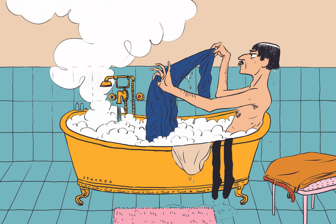 Javi Aznarez - Comissioned work for The Washington Post
The definitive guide to doing laundry in your hotel bathroom
Because sometimes you’ve packed too few pairs of underwear
Advice by Chris Schalkx
27/09/2023