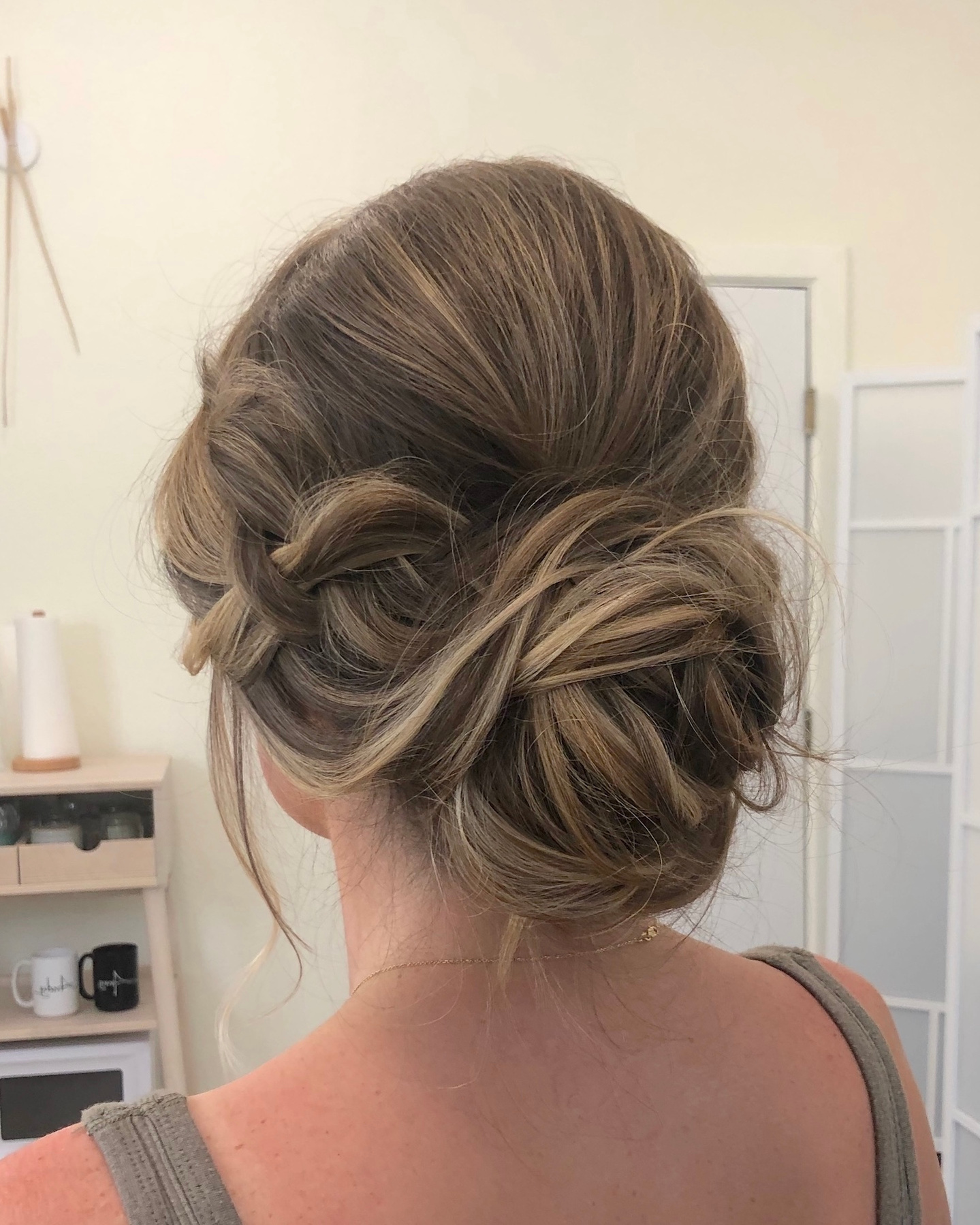 soft updo braid on the side
