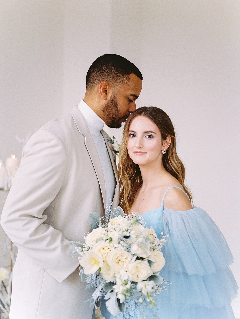 loving wedding couple posing for camera