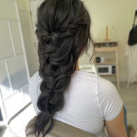 french braid on the Asian bride
