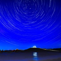 A 72 minute star trail with the crosses at a Bible Camp near us. Set at 800 ISO
