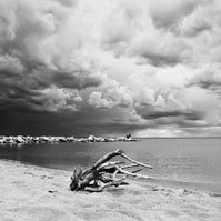 Storm clouds just passing us, converted to monochrome in post. Lake of the Woods.