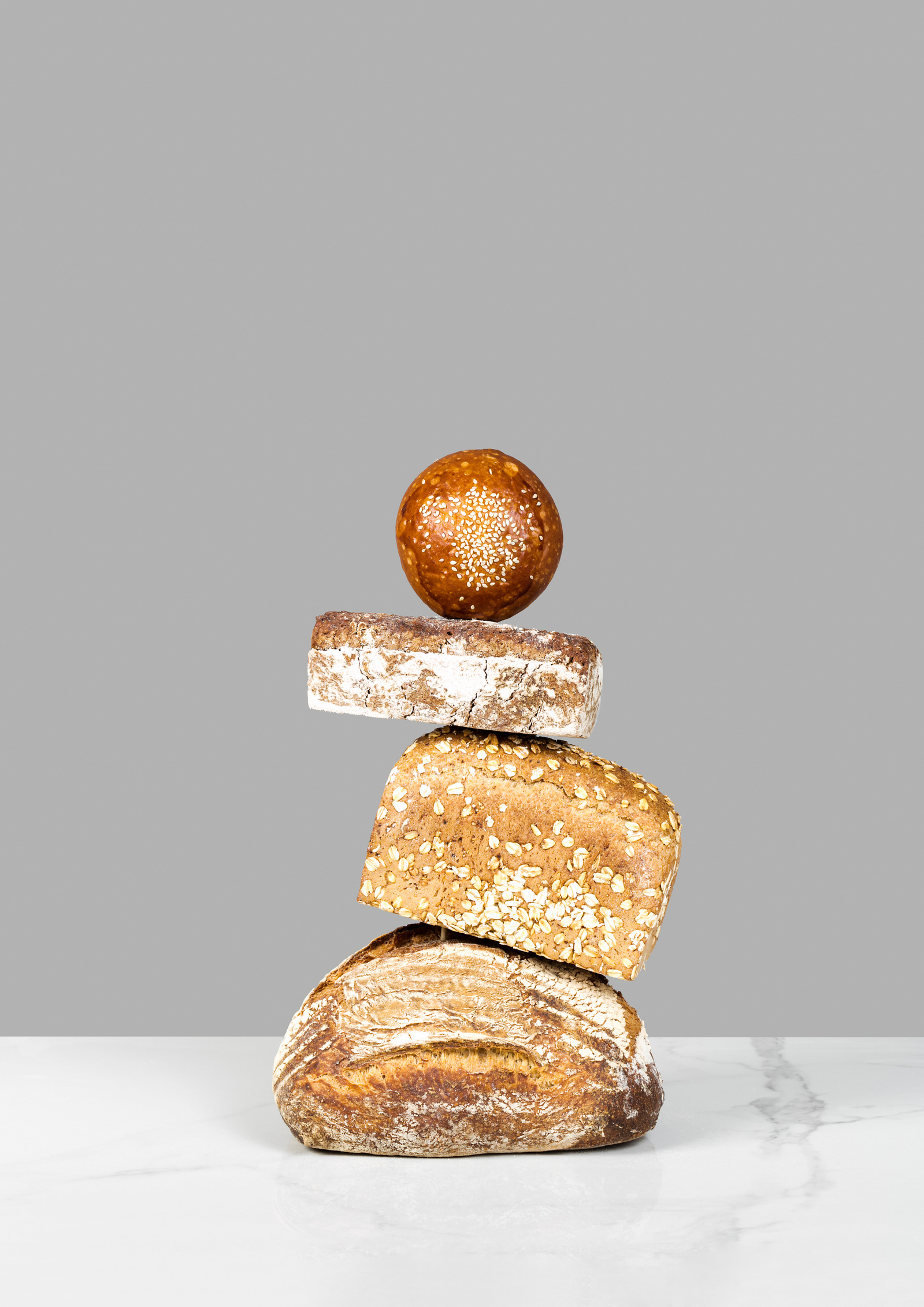 GAILs bakery rebrand shoot of bread and baked goods, minimalist contemporary style