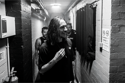 Incubus performing, black and white photos from various angles
