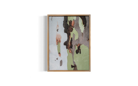 oil on canvas depicts eucalyptus bark shedding, manifestation of healing 