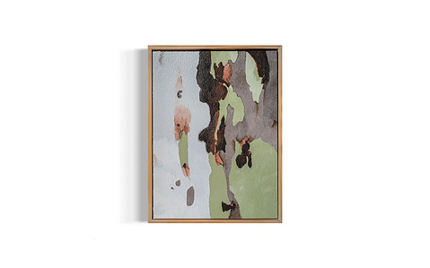 oil on canvas depicts eucalyptus bark shedding, manifestation of healing 