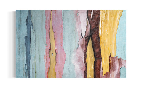oil on canvas depicts eucalyptus bark shedding, manifestation of healing 