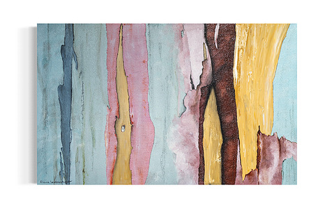 oil on canvas depicts eucalyptus bark shedding, manifestation of healing 