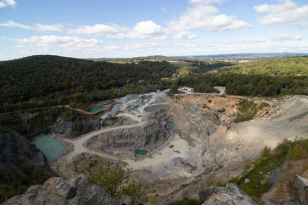 The sprawling landscape of a stone quarry in New Jersey