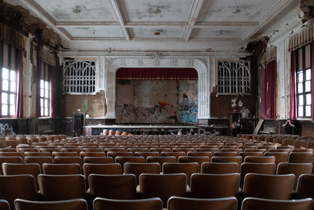 The auditorium of an abandoned junior high school