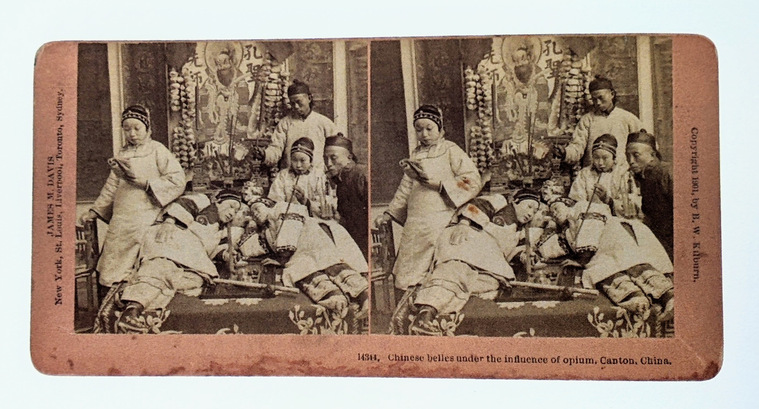 B.W. Kilburn and James M. Davis, Chinese Belles Under the Influence of Opium. Canton, China, 1901, albumen prints mounted on card. Taken from The Optics of Science exhibition catalogue (23).