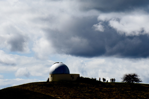 Observatory at Washington State University atop a hill during the 2024 Total Solar Eclipse