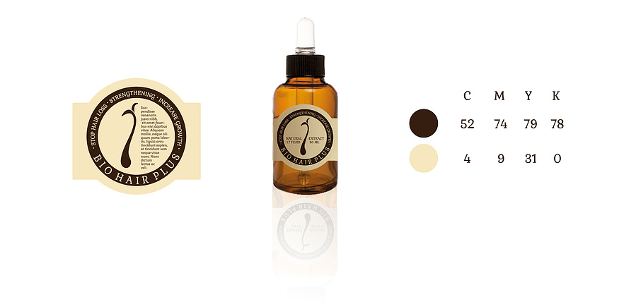 Logo application in a dropper. Type and colors choosen