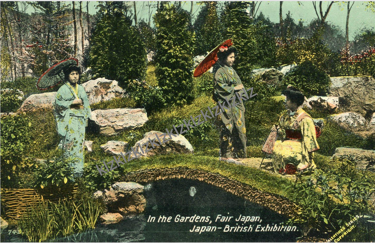 Fair Japan postcard 1910 Japan-British Exhibition kimono clad women