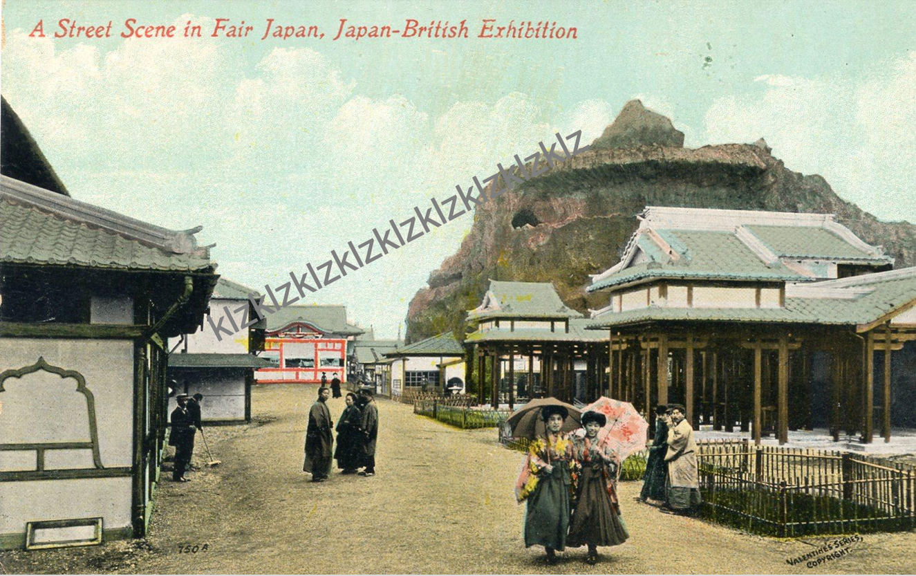 Fair Japan postcard 1910 Japan-British Exhibition street scene