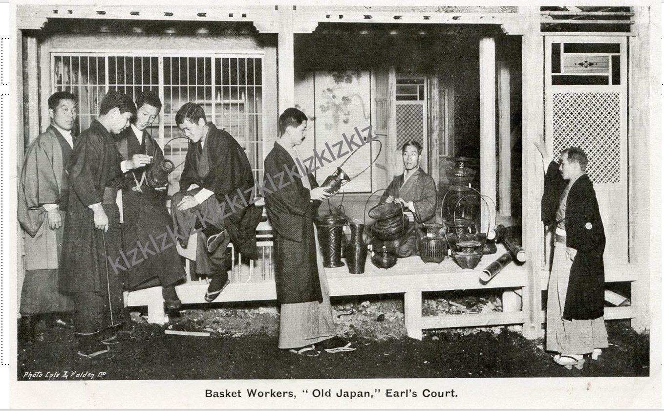 Old Japan Earl's Court workers 1907 postcard