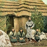 1910 Japan British exhibition postcard Ainu village Valentines 