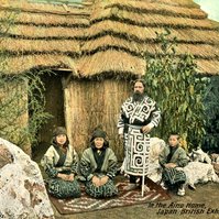 1910 Japan British exhibition postcard Ainu village Valentines 