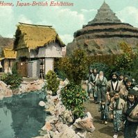 1910 Japan British exhibition postcard Ainu village Valentines 