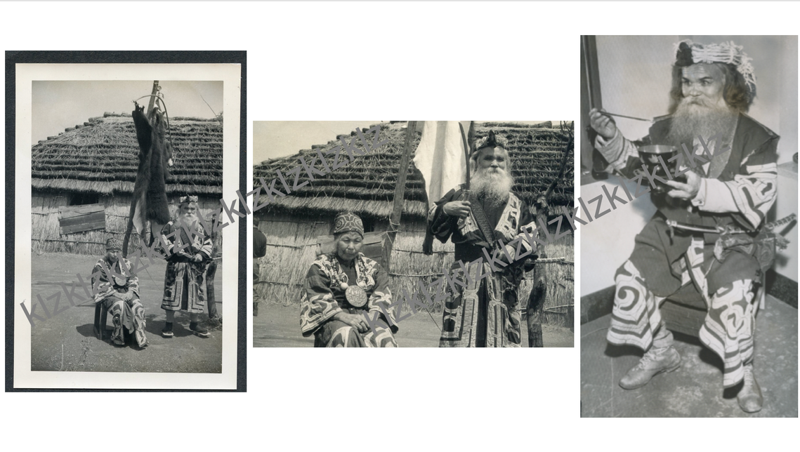Miyamoto Ekashimatoku Saki Shiraoi Ainu tourist leader, tourist photograph, Occupation visit to GHQ 