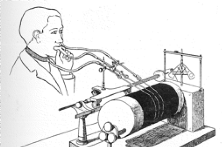 Rousselot and the machine he used to record the Ainu in London in 1910