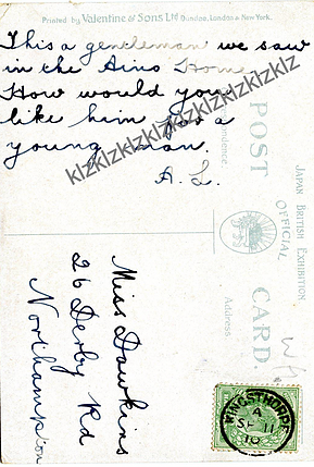 1910 Japan British Exhibition postcard Hiramura Kanekatoku Ainu