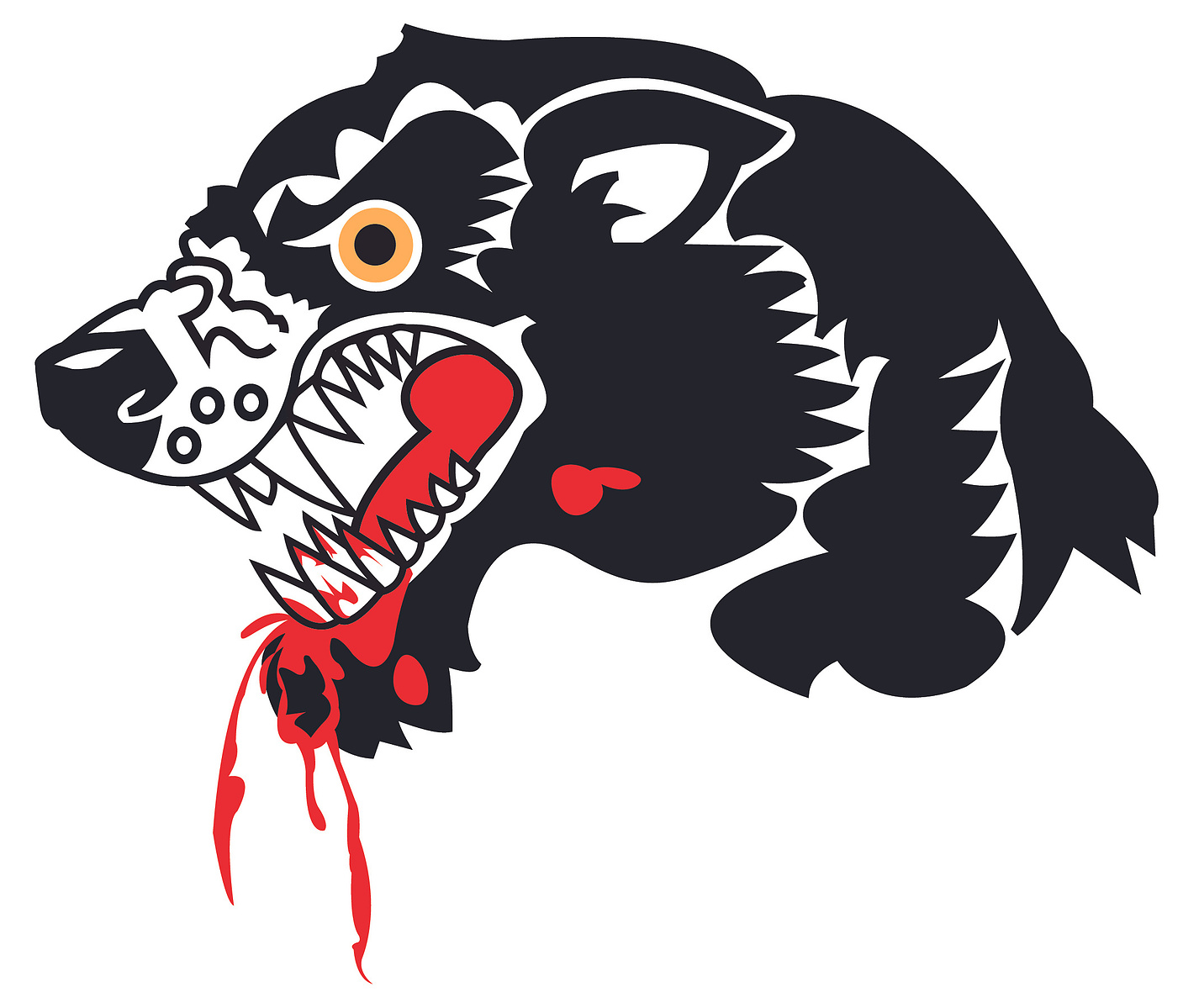 Part wolf part black panther this tattoo design updates the classic USMC panther with dripping gore for modern times.
