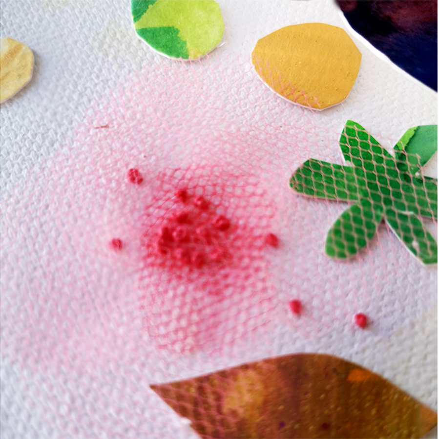  "French" and "back step" stitch embroidery. Materials fabric "tulle". Valencia 2022. Hands, creation and creative.