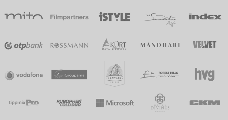 client logos, mito, otpbank, vodafone, tippmixpro, etc...
