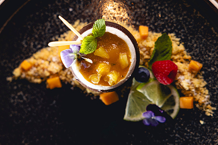 from above 
plated dessert Milano restaurant photography photo
Mango, fruit passion, chocolate raspberry
