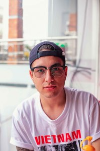 Portrait of model wearing a Vietnam t-shirt