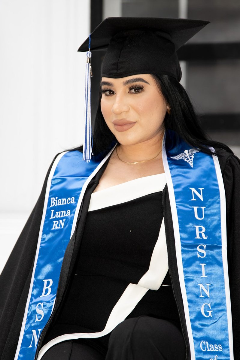 Graduation portrait — nursing school achievement